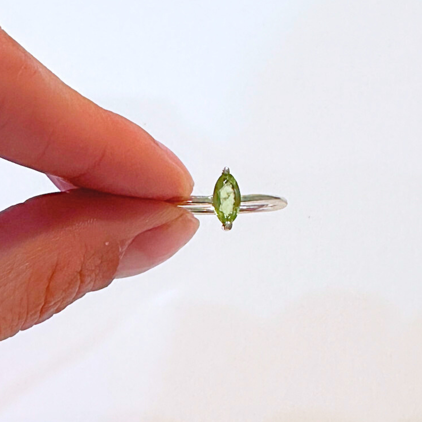 Peridot Marquise Cut Sterling Silver Ring
