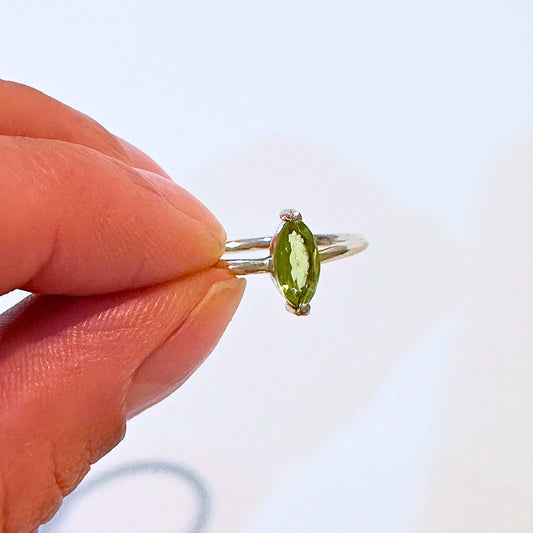 Peridot Marquise Cut Sterling Silver Ring