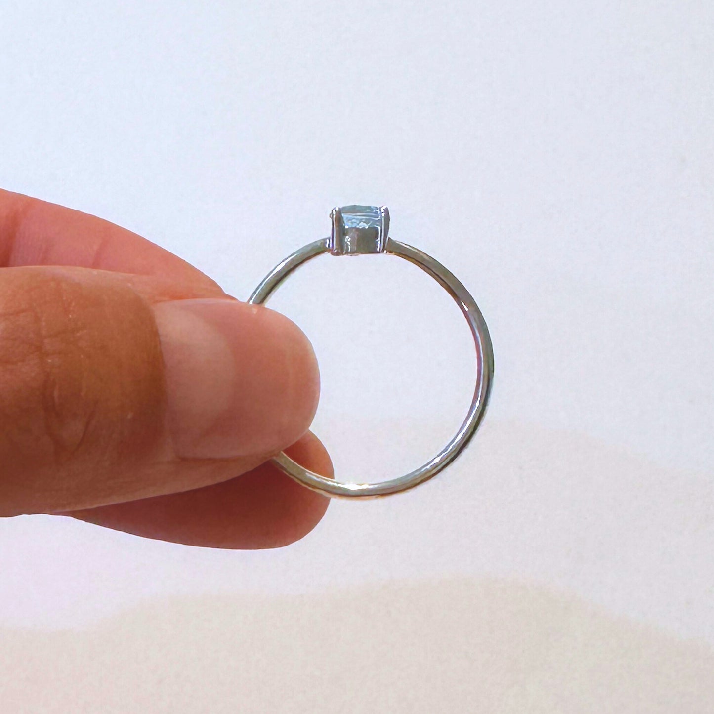 Aquamarine Round Sterling Silver Ring