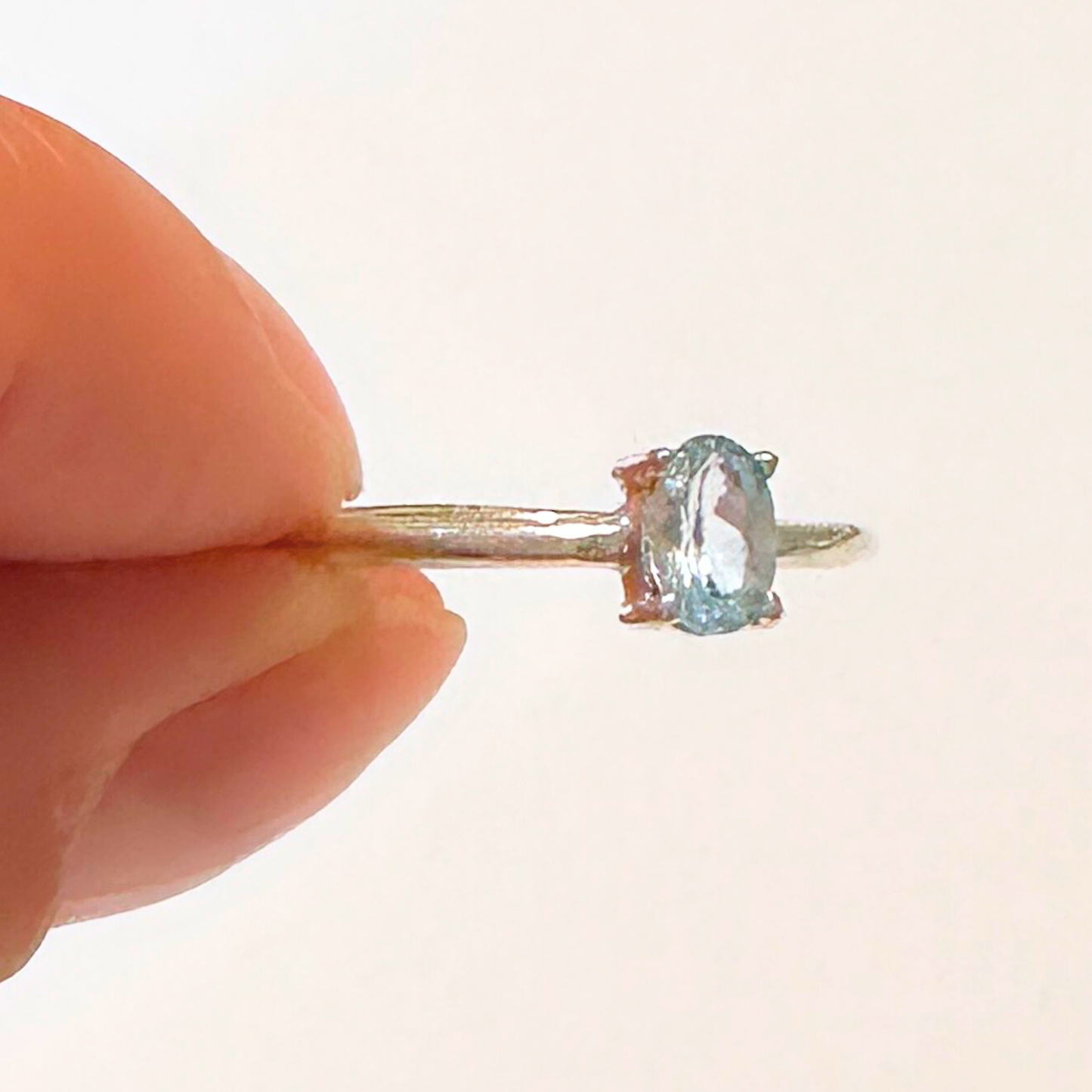 Aquamarine Oval Cut Sterling Silver Ring