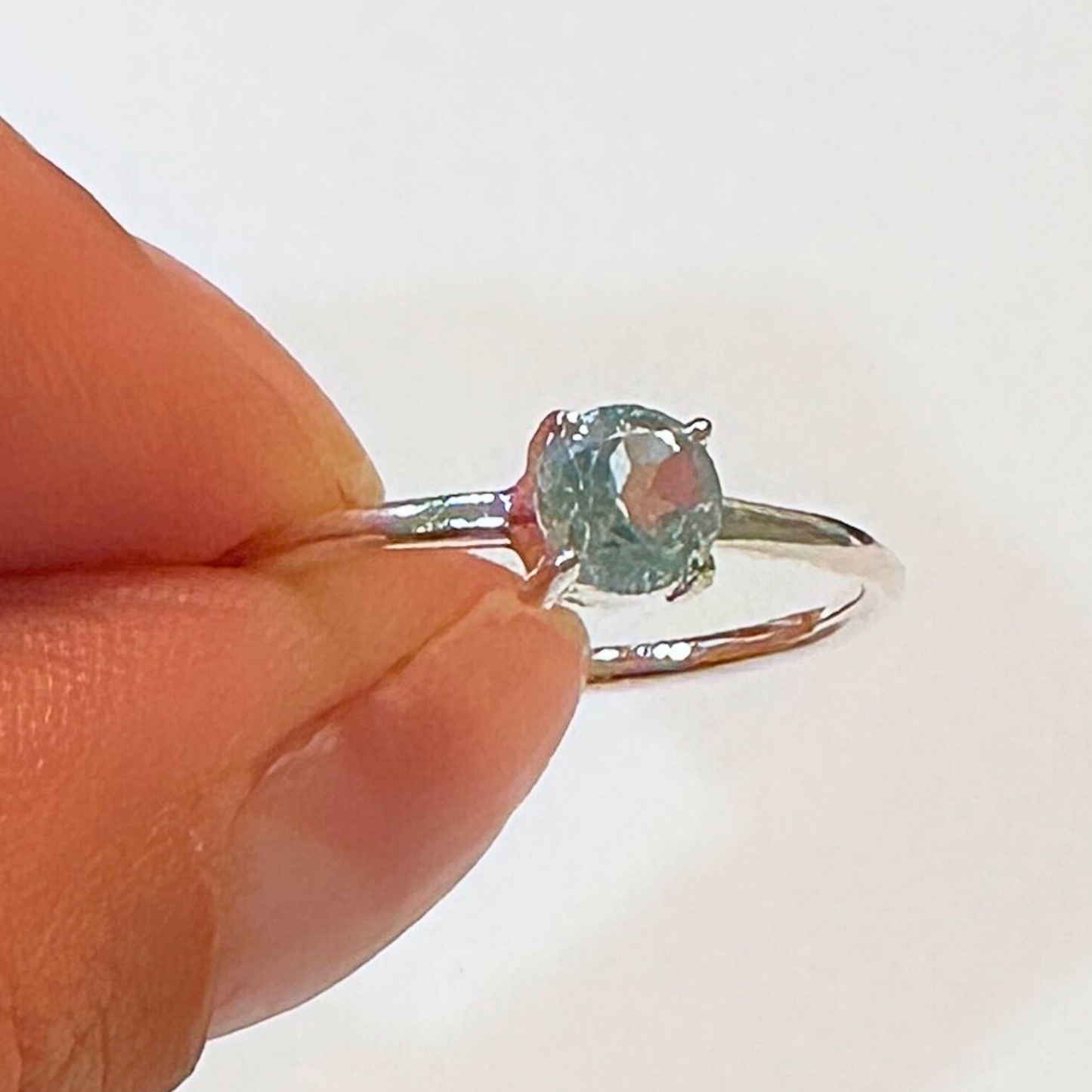 Aquamarine Round Sterling Silver Ring