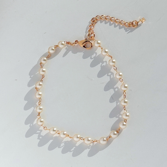 Round Pearl  Gold Plated Bracelet