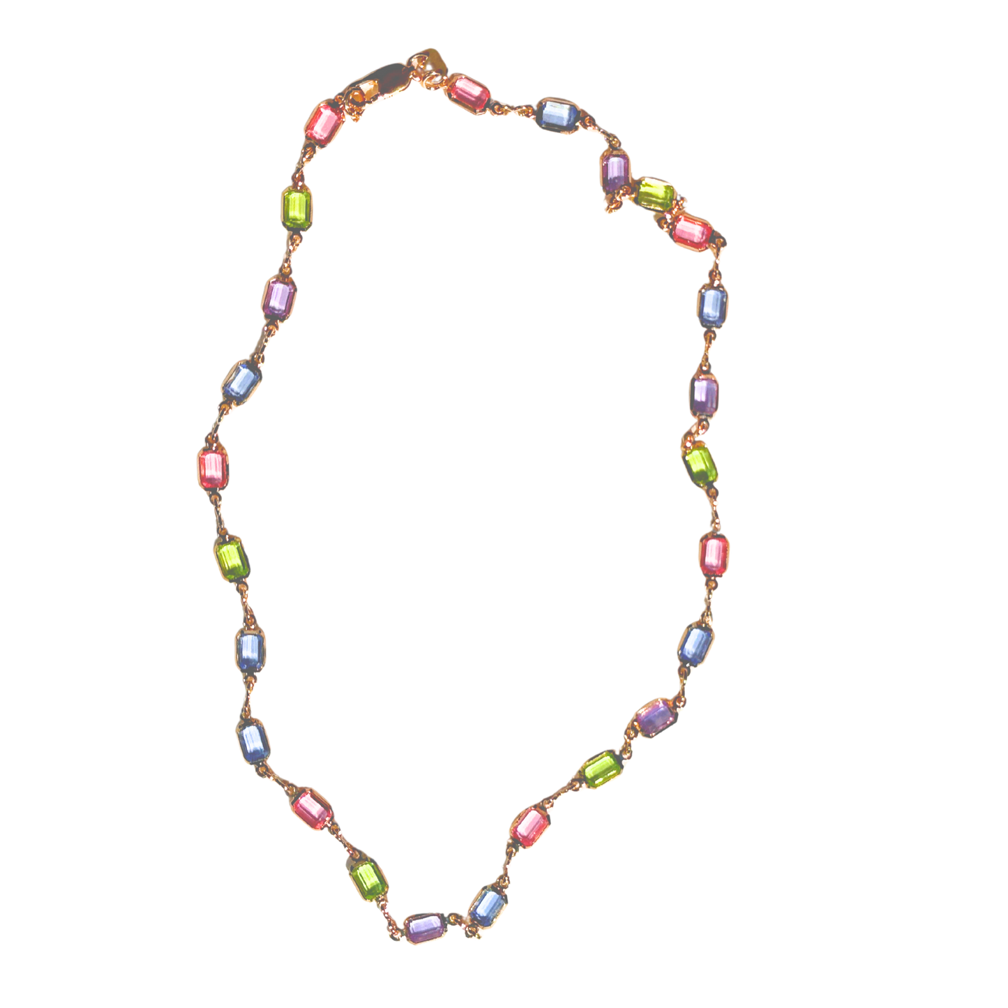 Pastel-Toned Gold Filled Glass Necklace