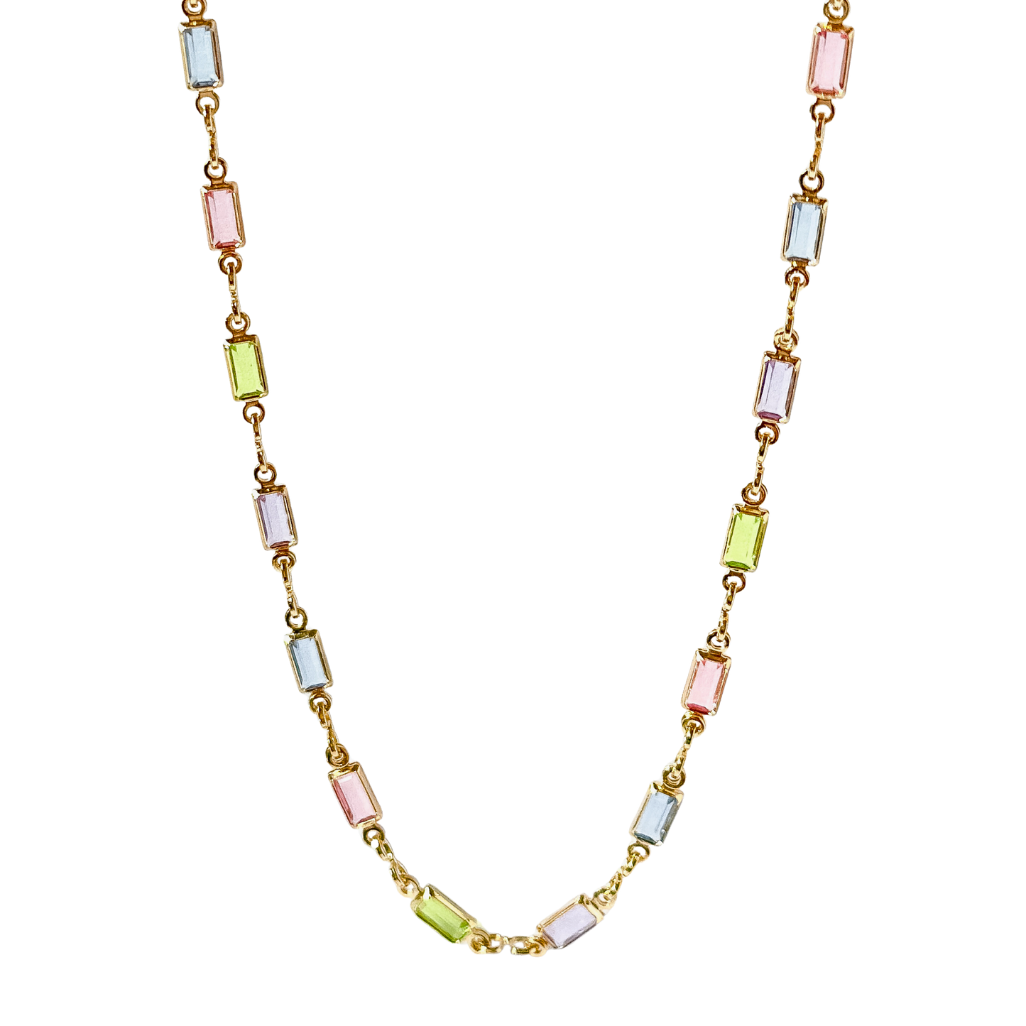Pastel-Toned Gold Filled Glass Necklace