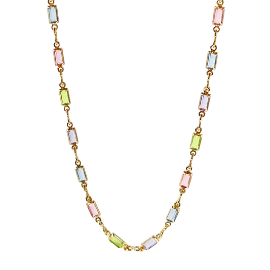Pastel-Toned Gold Filled Glass Necklace