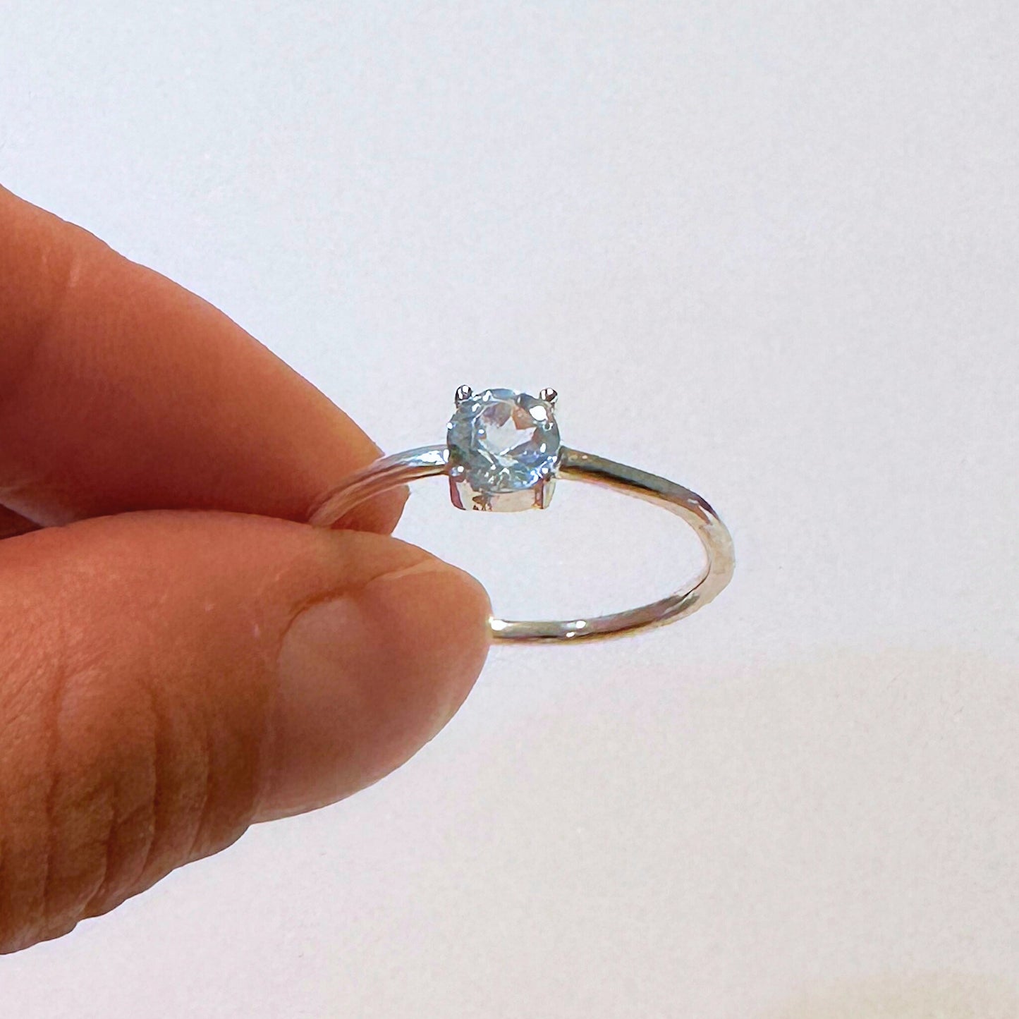 Aquamarine Round Sterling Silver Ring