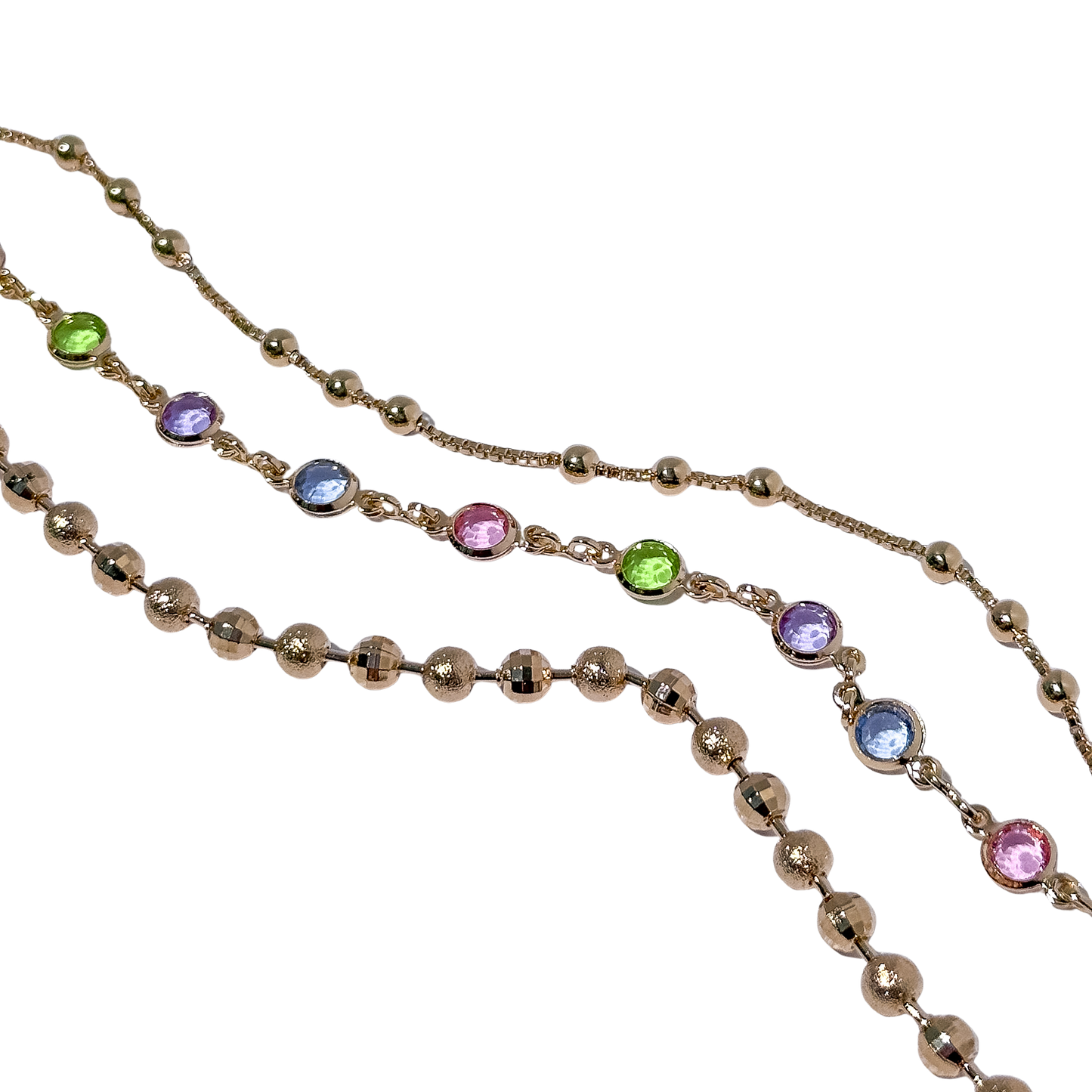 Circular Pastel-Toned Glass Gold Bracelet