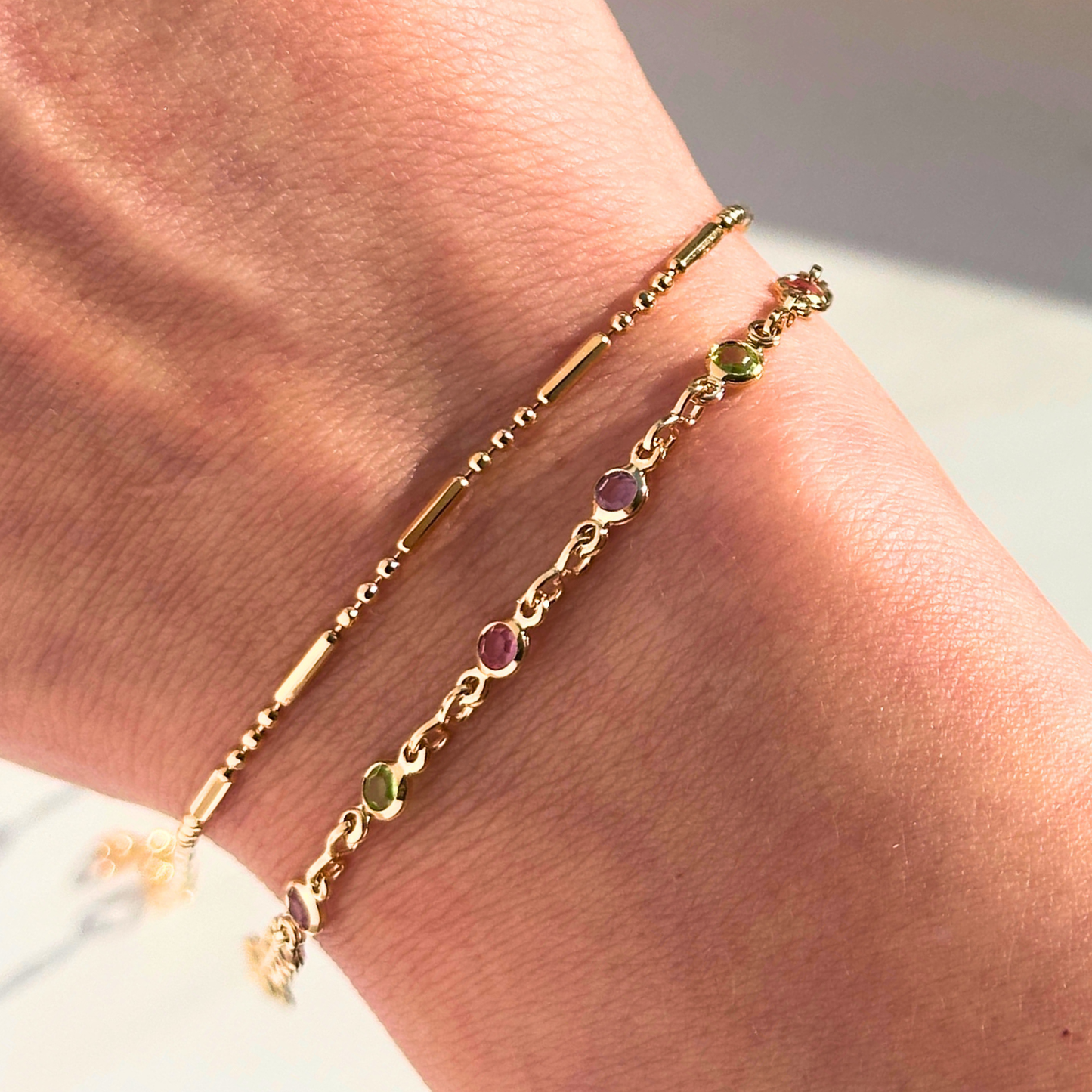 Colorful Glass Gold Plated Bracelet