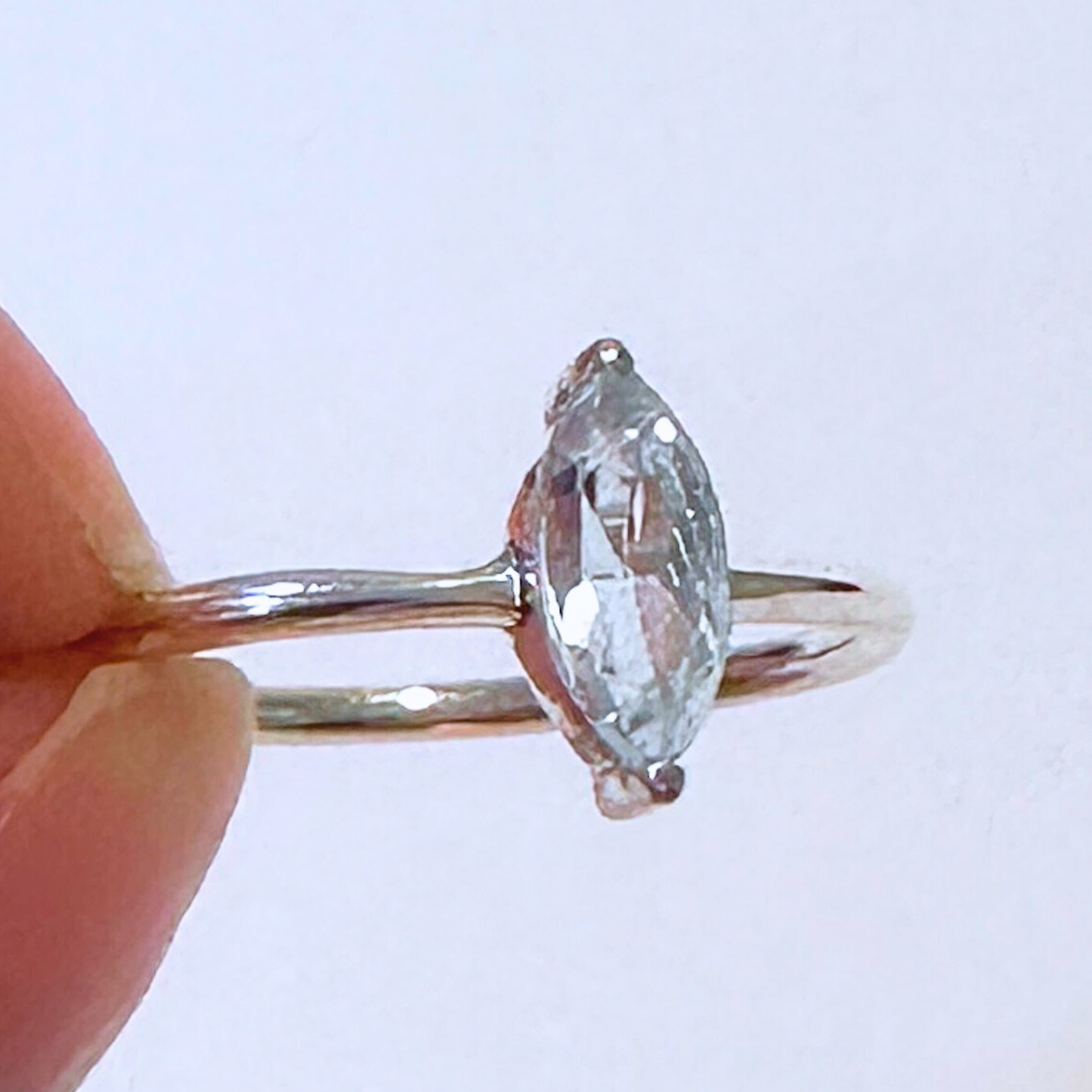 Aquamarine Marquise Cut Sterling Silver Ring