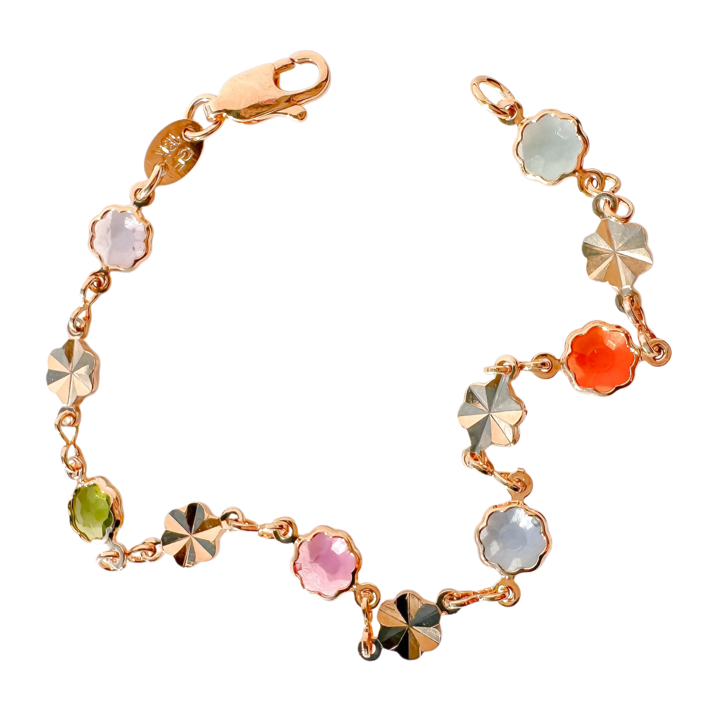 Textured Stars + Pastel Glass Gold-Filled Bracelet