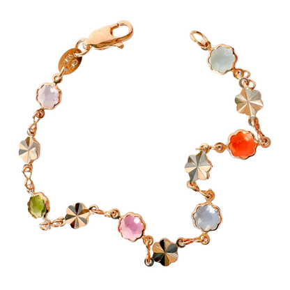 Textured Stars + Pastel Glass Gold Bracelet