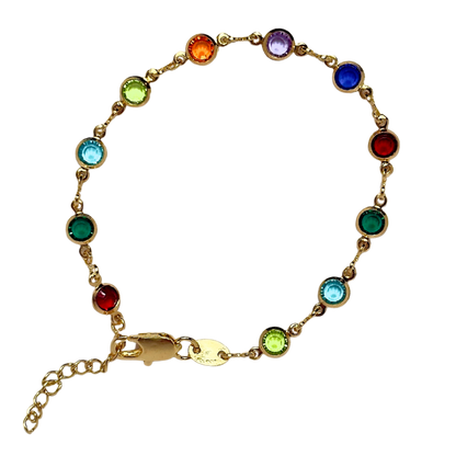 Circular Vibrant Glass Gold Bracelet
