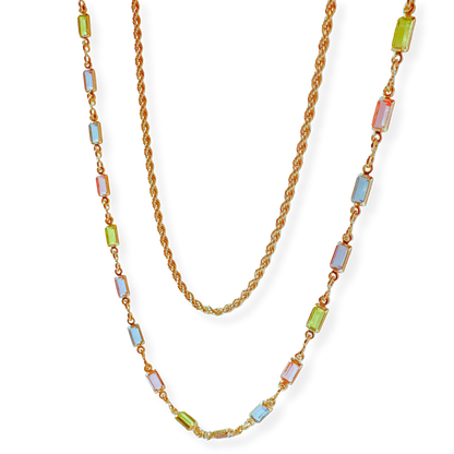 Pastel-Toned Gold Glass Necklace