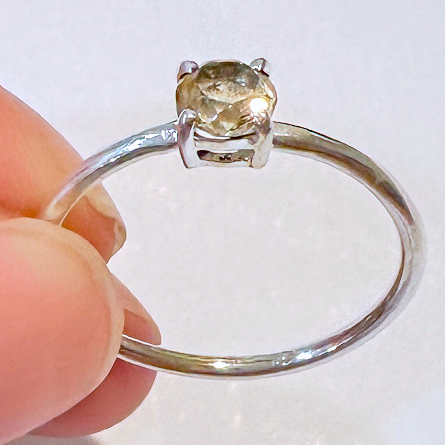 Citrine Round Sterling Silver Ring