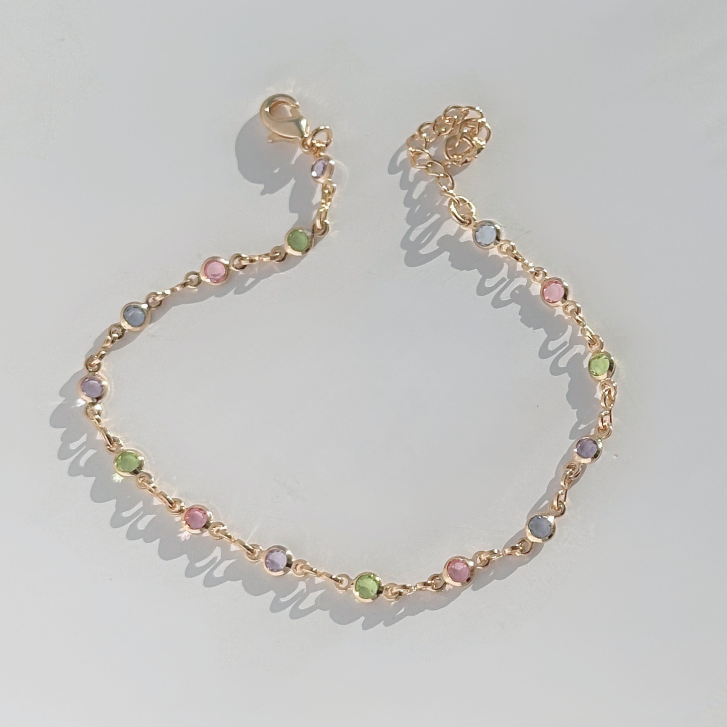 Colorful Glass Gold Plated Bracelet