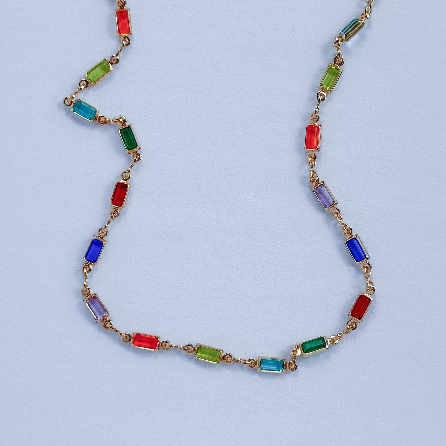 Jewel-Toned Gold Filled Glass Necklace