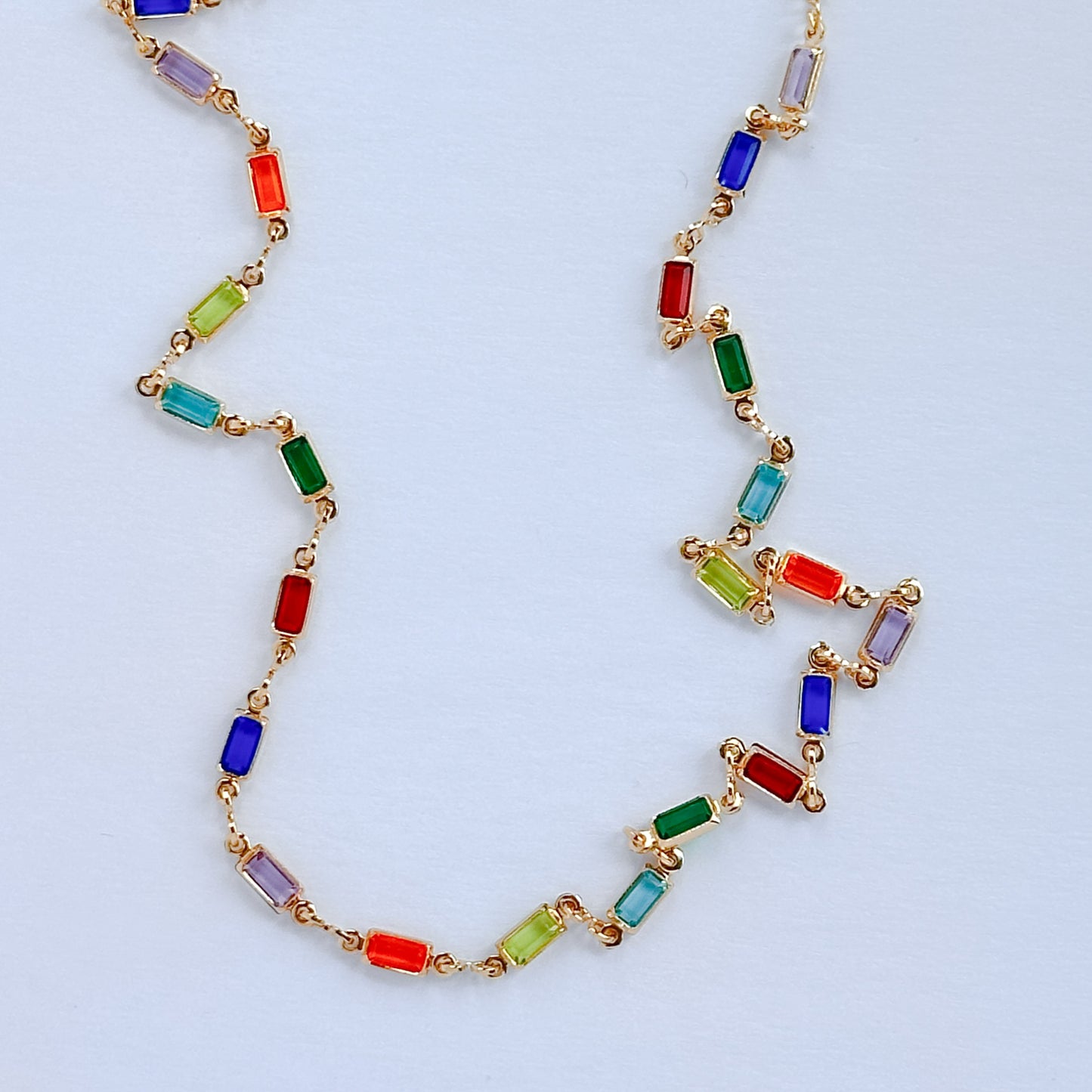 Jewel-Toned Gold Filled Glass Necklace