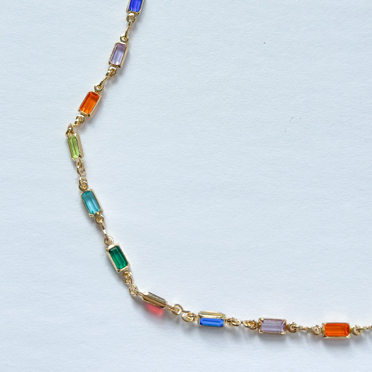 Jewel-Toned Gold Filled Glass Necklace