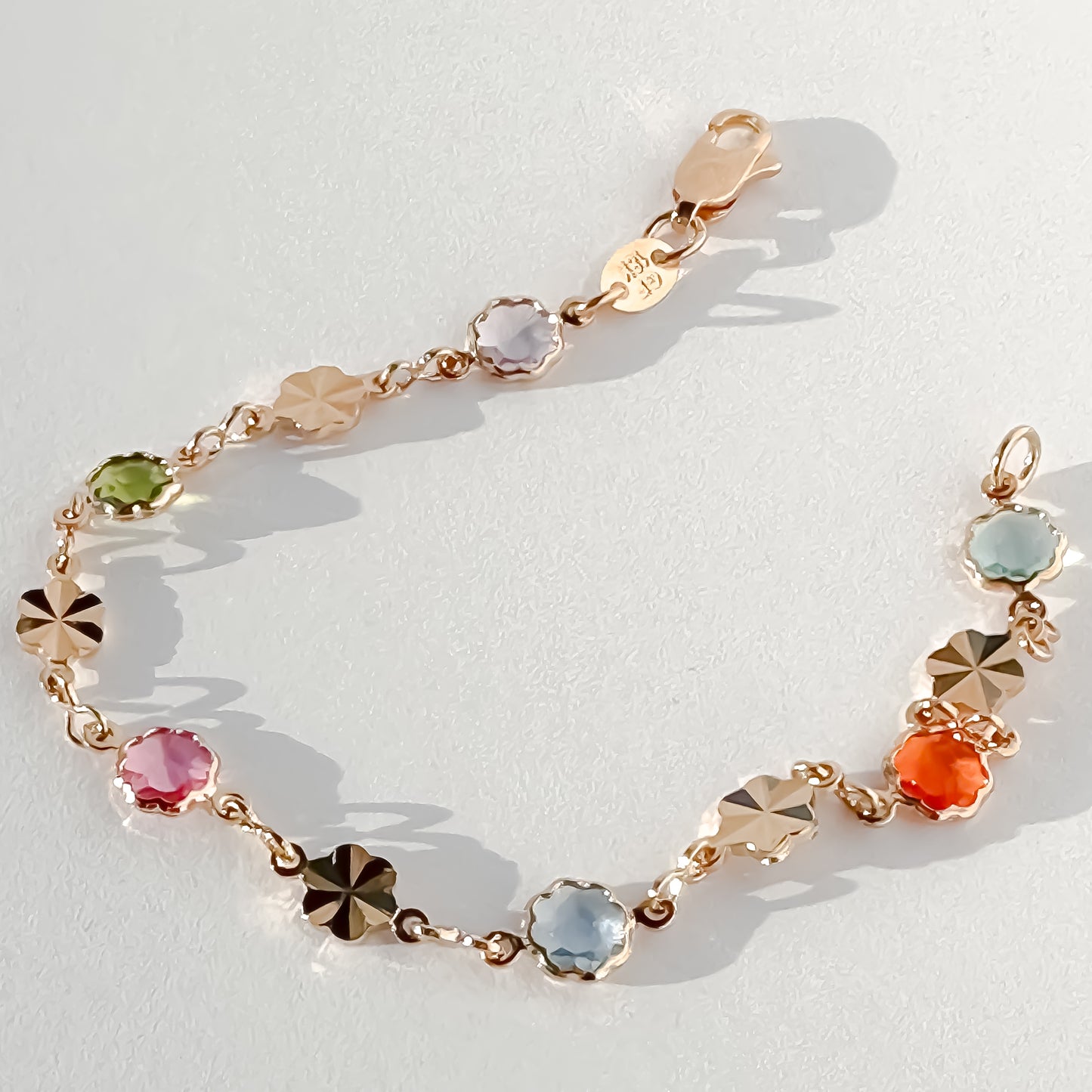 Textured Stars + Pastel Glass Gold-Filled Bracelet