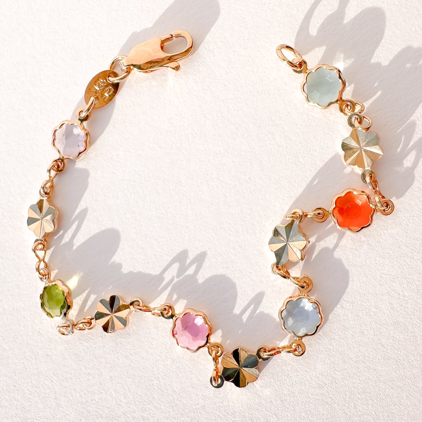 Textured Stars + Pastel Glass Gold-Filled Bracelet