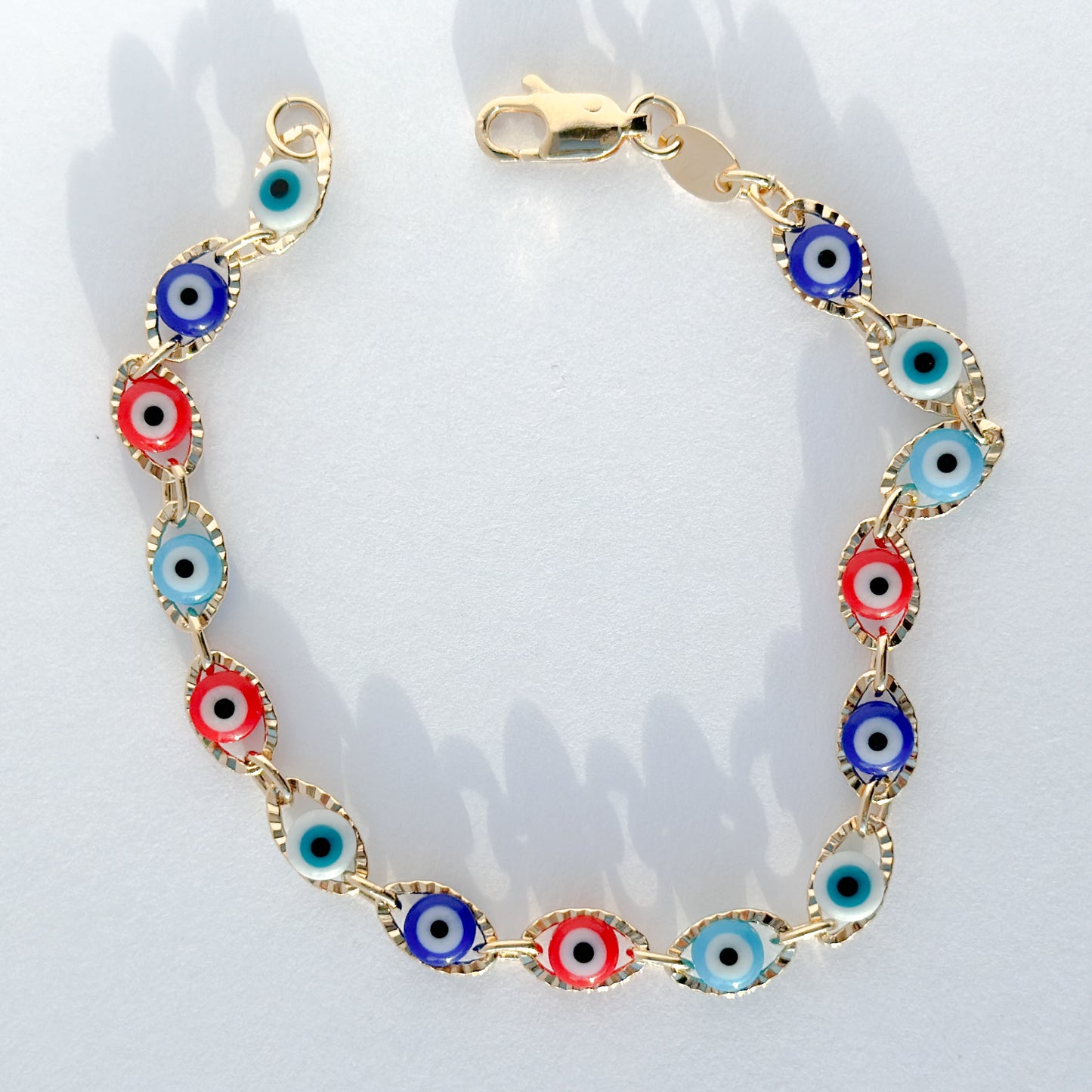 Multi-Colored Evil Eye Gold Filled Glass Bracelet