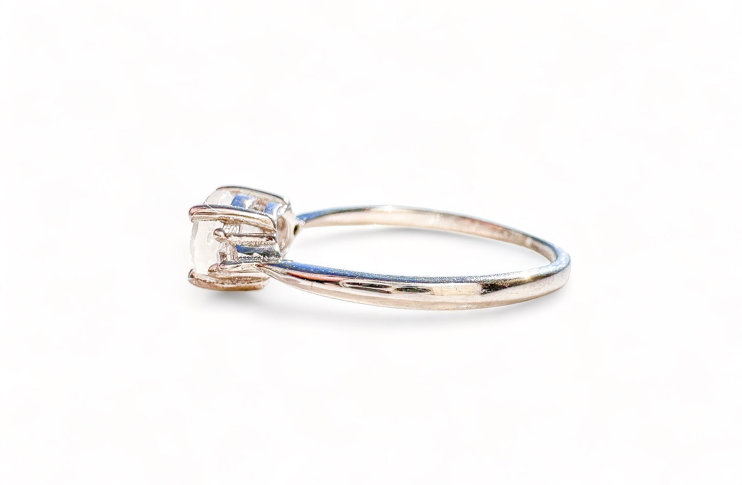 Minimalist Stacking Moonstone + CZ Sterling Silver Ring