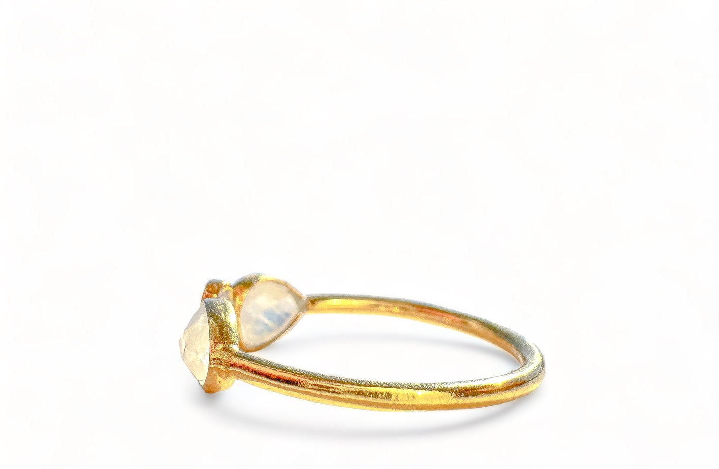 Stacking Moonstone + CZ Gold Vermeil Ring