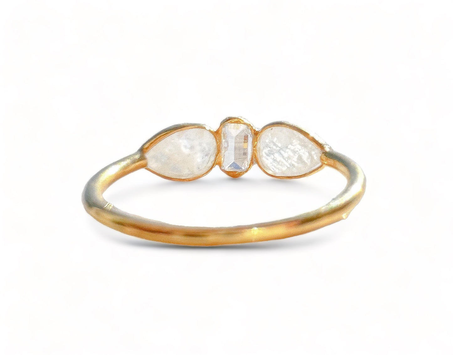Stacking Moonstone + CZ Gold Vermeil Ring