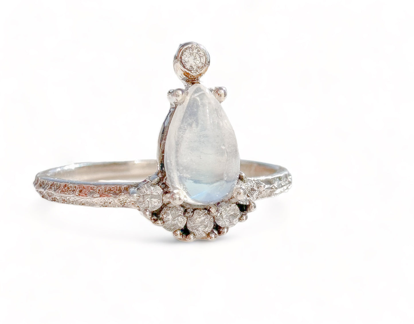 Moonstone + CZ Sterling Silver Ring