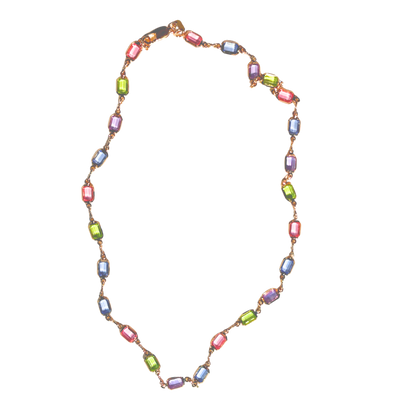 Pastel-Toned Gold Glass Necklace