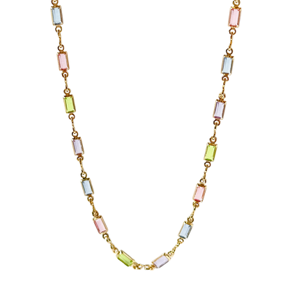 Pastel-Toned Gold Glass Necklace