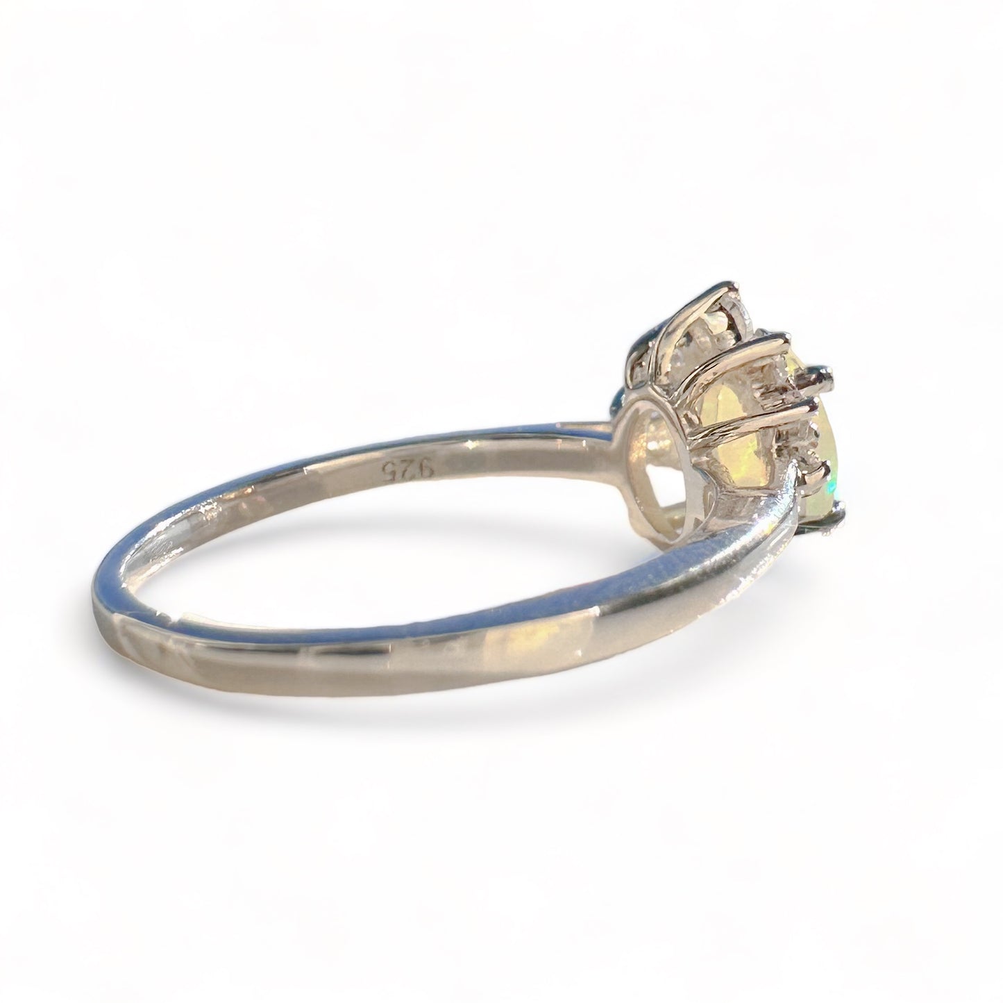 Opal + Cubic Zirconia Sterling Silver Ring