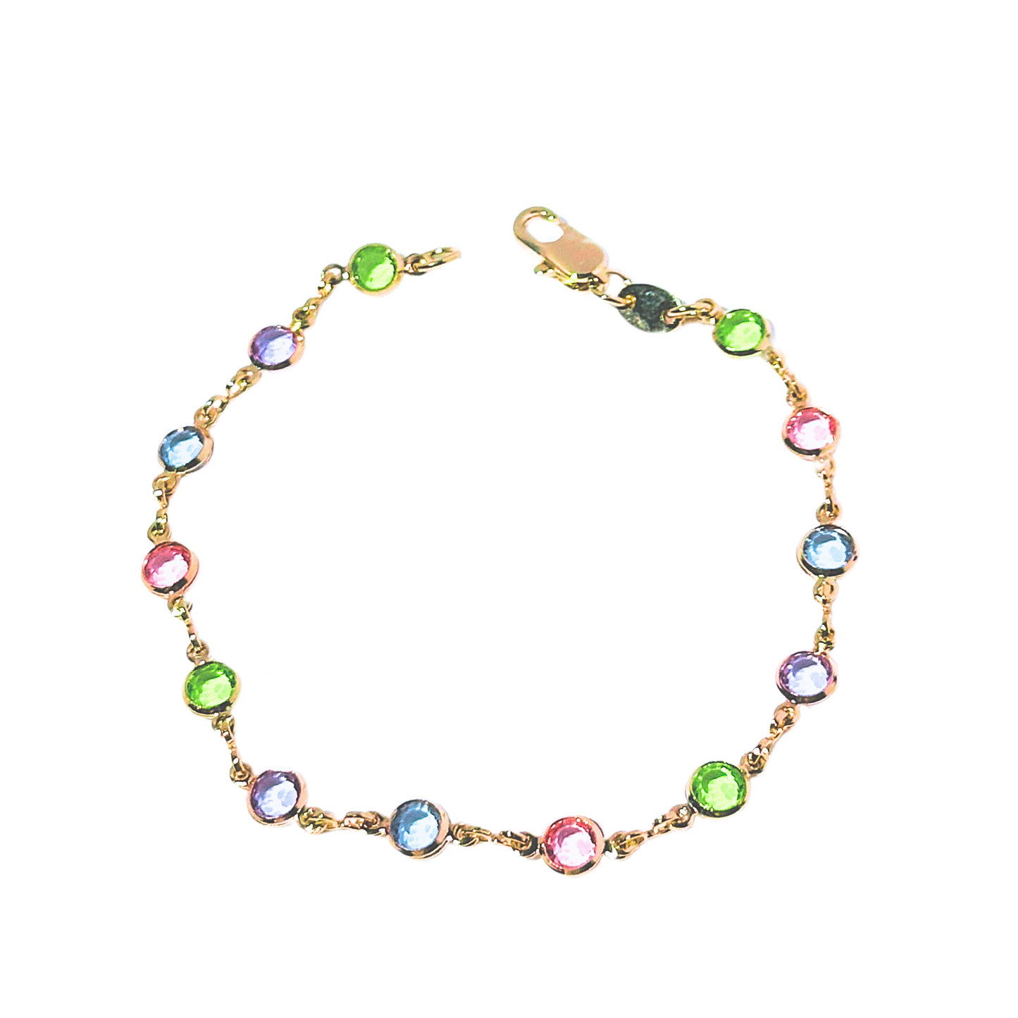 Circular Pastel-Toned Glass Gold Bracelet