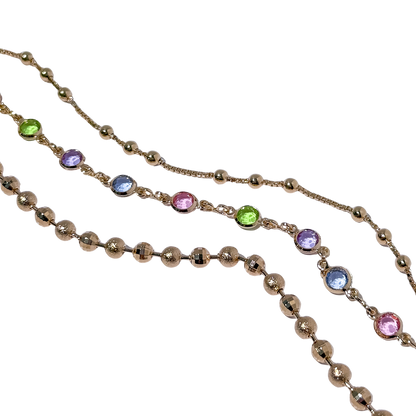 Circular Pastel-Toned Glass Gold Bracelet